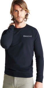 BROCHZ - Sudadera 100% Algodón Felpa No Perchada - Cuello, Puños y Cintura en Canalé - Adorno Costuras Cruzadas - Dúo Concept Brochz
