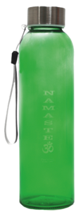 BROCHZ - Namasté Blue Glass Water Bottle, with cord- 500 ml