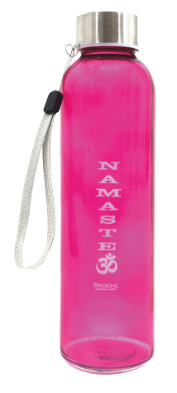Botella de Agua de Cristal Namasté, con cordón- 500 ml - Brochz